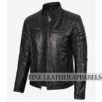 Dodge Black Cafe Racer Leather Jacket