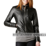 Black Slim Fit Leather Jacket Women