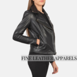 Black Biker Leather Jacket for Women