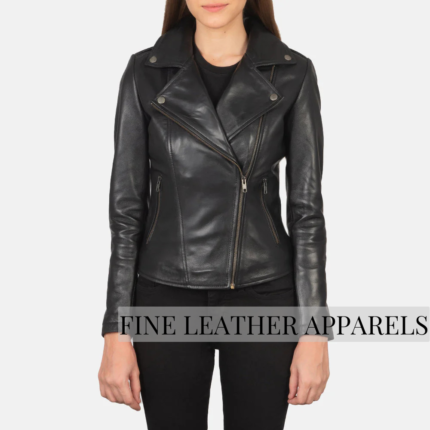 Black Biker Leather Jacket for Women