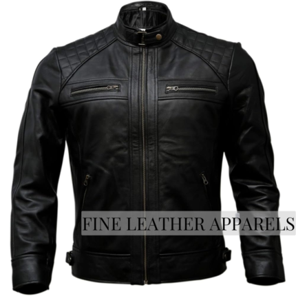 Black Lambskin Men Biker Jacket